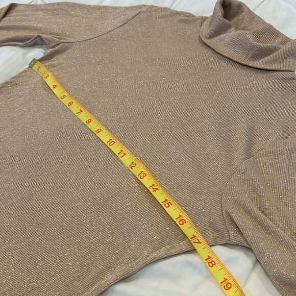 Project Runway Glitter Sparkle Khaki Long Sleeves Turtle-Neck Sweater Top Large - Picture 3 of 8